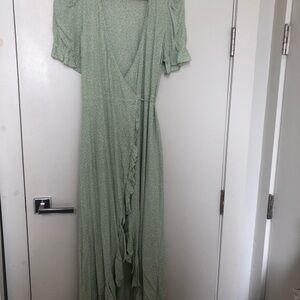 & Other Stories Green Maxi Wrap Dress
